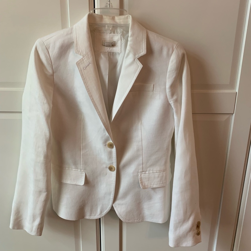 J. Crew Mercantile White Linen Blazer
